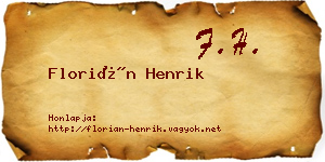 Florián Henrik névjegykártya